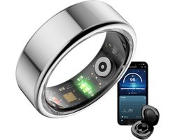 Focus® S1 Smart Ring – Zilver – Maat 7 – Hartslag – Menstruatiecyclus – Slaap Monitor – Slimme Ring – Sport Prestatie – Stappenteller -IP68 Waterdicht – O2 Meting – Dames – Heren – Wearables – Oplaad Case – beschermring