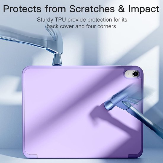 Casemania Stylus en Hoes Geschikt voor Apple iPad 2025 (A16) - Paars - Universeel Stylus Pen - Smart Cover met Pencil Slot Uitsparing — afbeelding 4