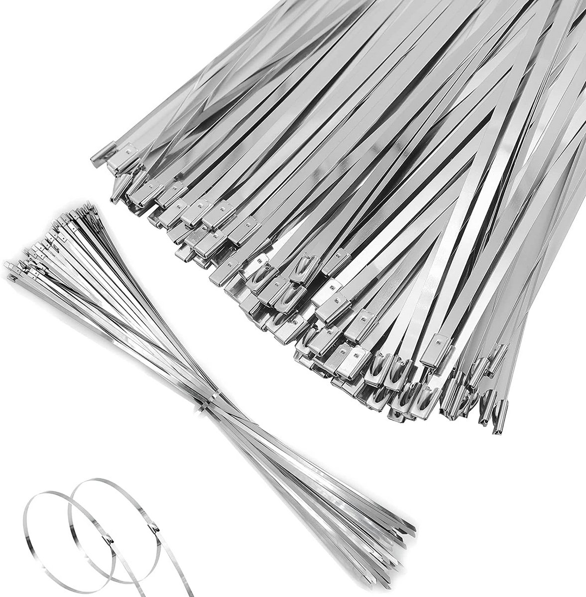 Metalen Ritsbanden 20 Inch - Heavy Duty RVS Kabelbinders met 200 LBS Treksterkte (100 stuks)