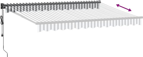 vidaXL - Auvent - extensible - 3,5x2,5 - m - tissu - et - aluminium - anthracite - et - blanc