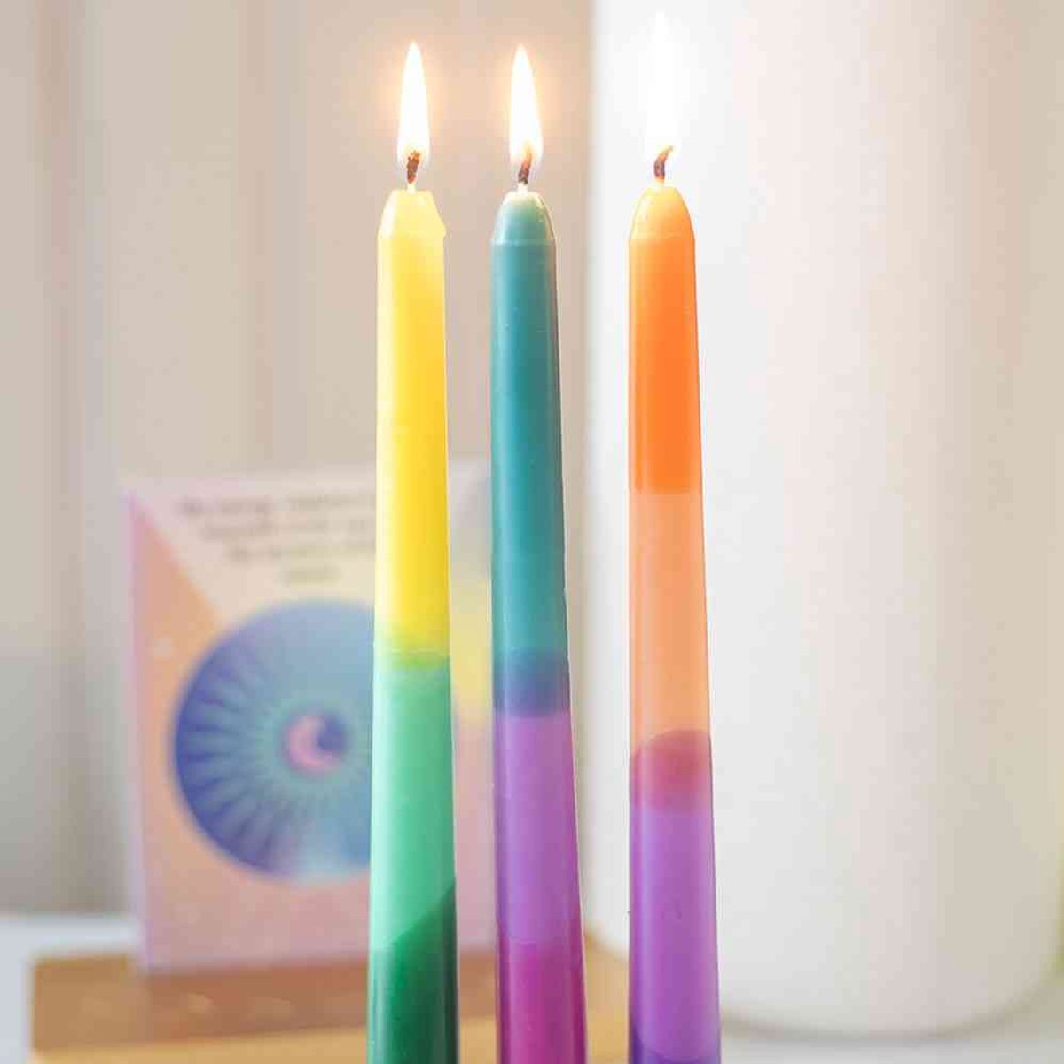 Something Different Set of 3 Dipped Aura Energy Taper Geurkaars - Multicolours
