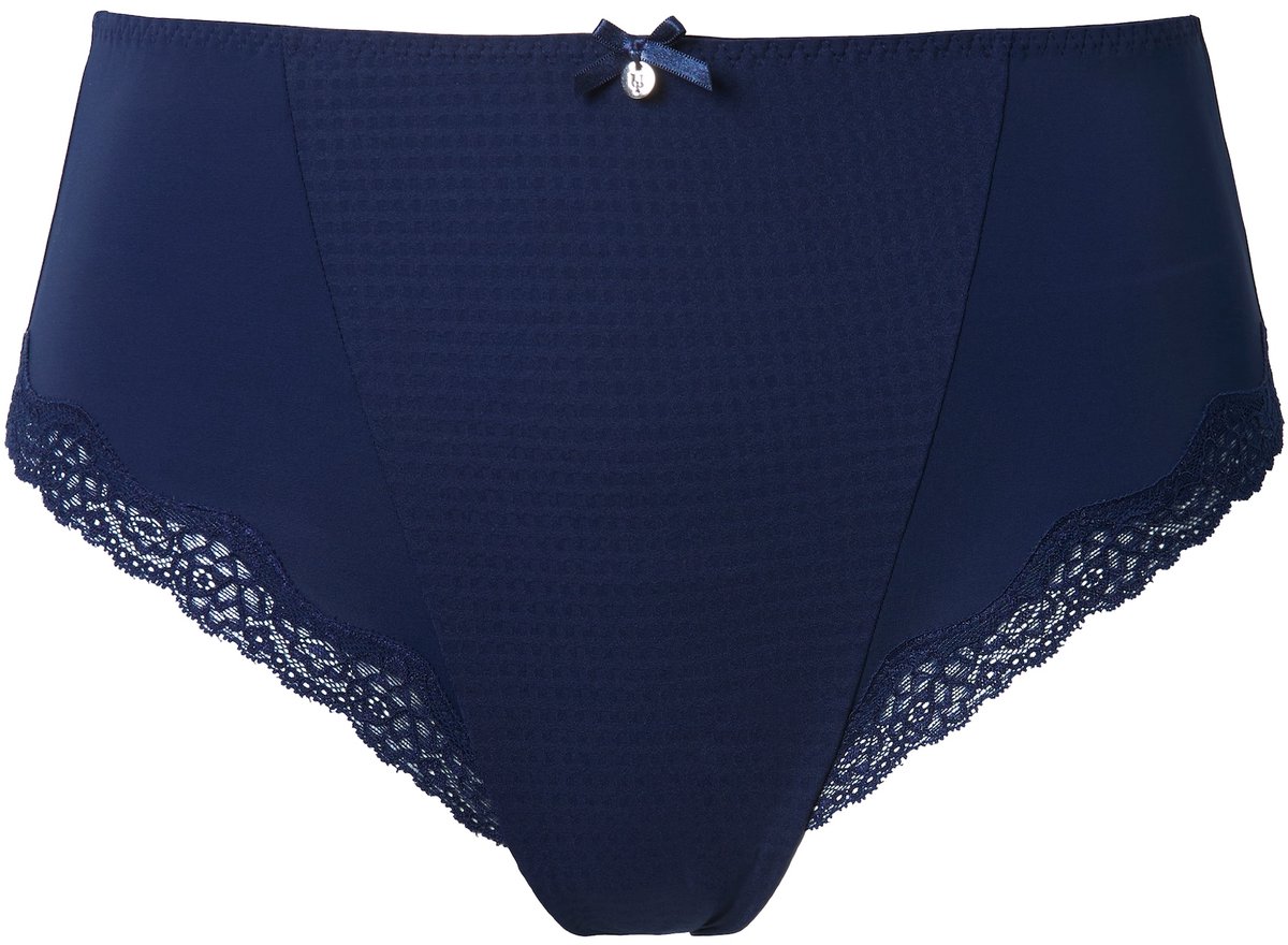 Ulla Popken - Dames - Midislip jacquard kant - Nachtblauw - Maat 58+