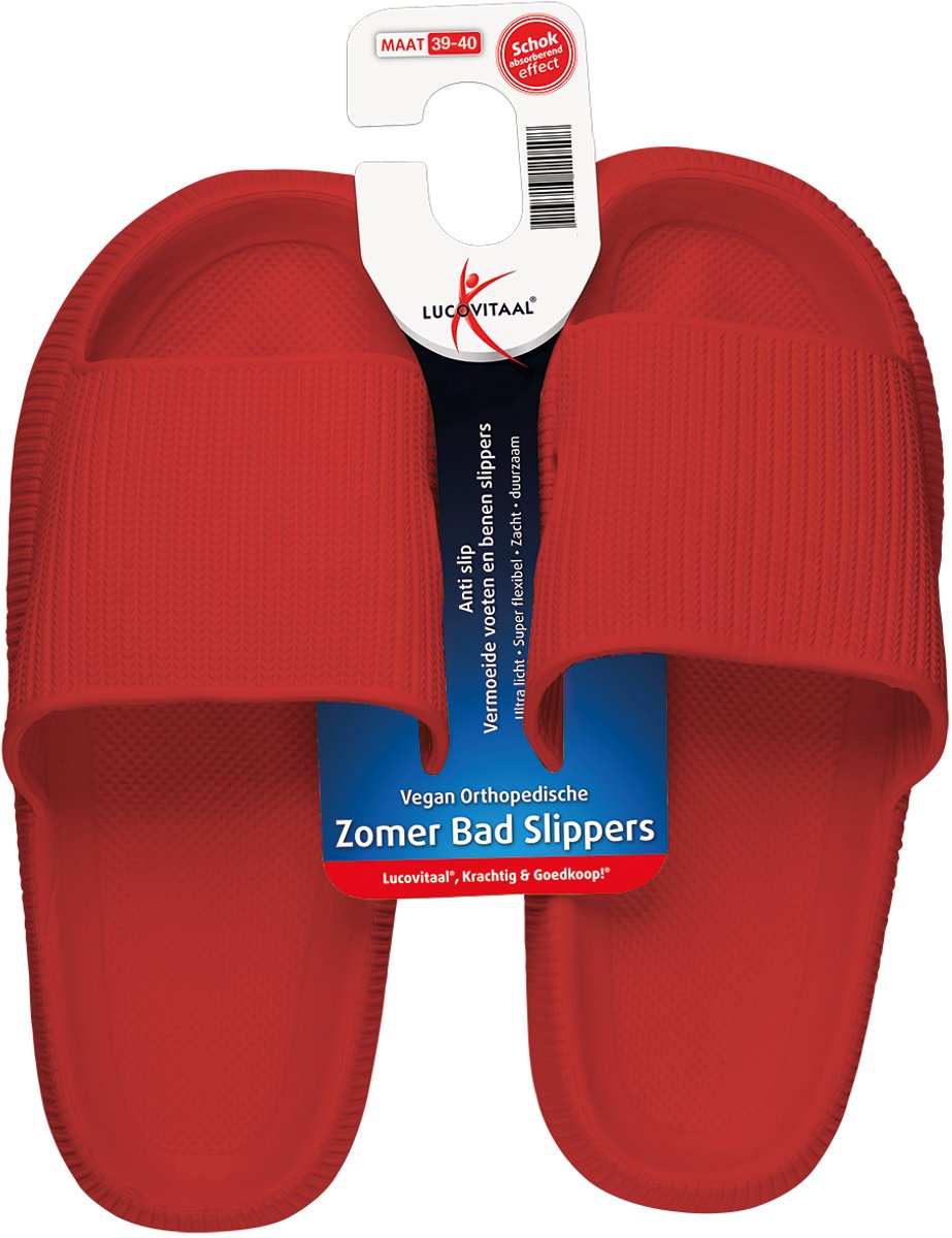 Lucovitaal Orthopedische Zomer Badslippers (Rood) maat 39-40