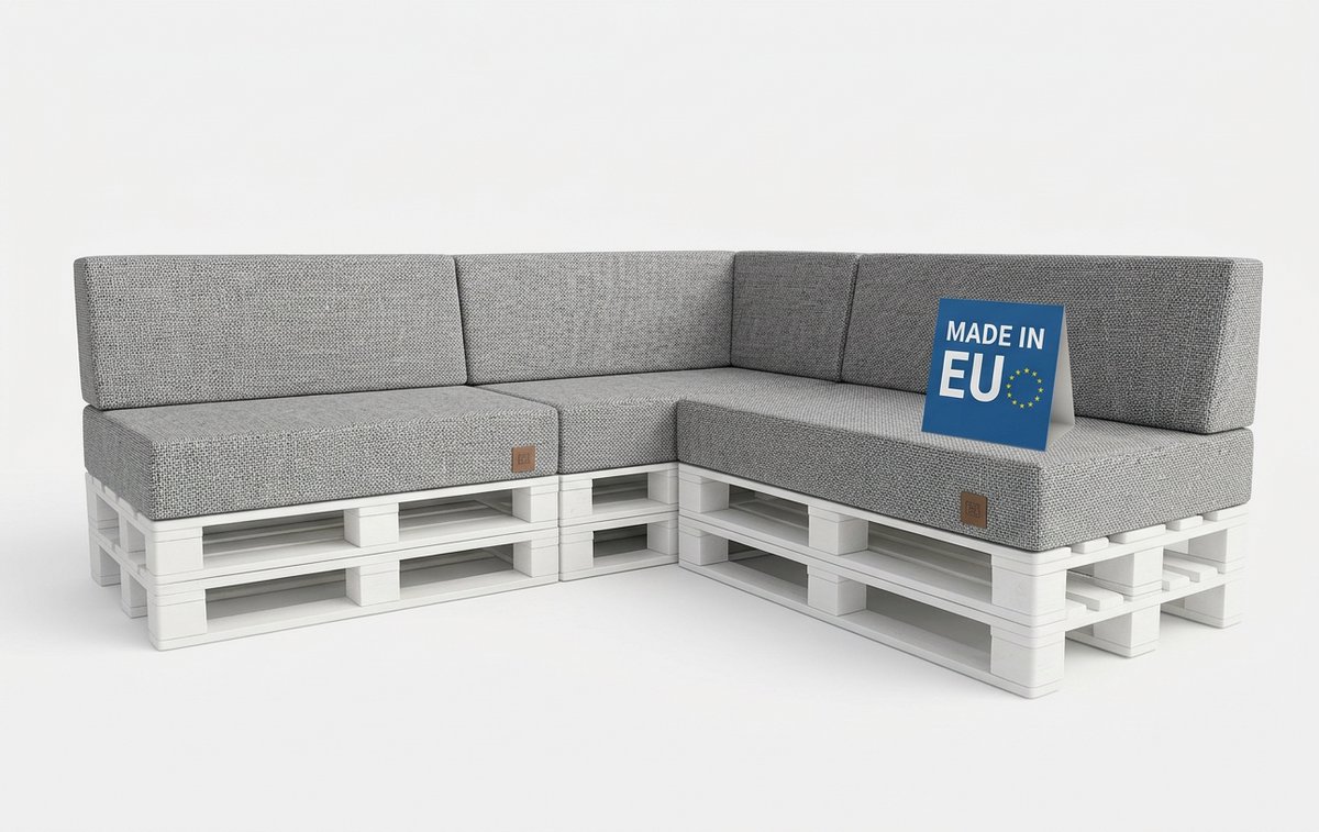Palletkussenset 7-delig - Kussens voor palletbank en palletmeubels - UV-bestendig - Voor binnen en buiten, uv grijs rechts