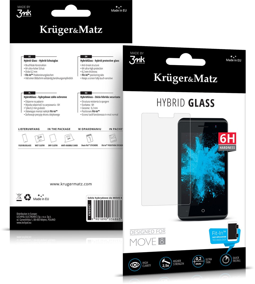 Krüger&Matz Move Serie - Hybride Screenprotector - 6H Sterkte - 0,2 mm Dikte