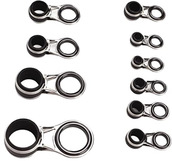 Hengel Gids Ringen - Keramische - Rvs - Casting Hengel - Tip Reparatie Kit - Set van 10 - Geschikt voor Lokken Hengel - 5 Maten - Kleur of model RVS 10 Stuks. — afbeelding 5