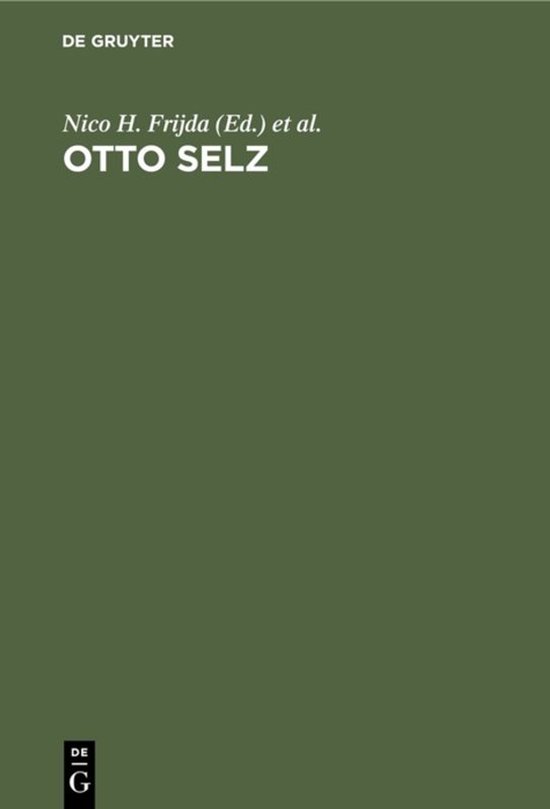 Couverture de livre avec texte 'DE GRUYTER Nico H. Frijda (Ed.) et al. OTTO SELZ'.
