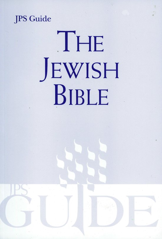 De kaft van het boek 'The Jewish Bible' met de tekst 'JPS Guide' bovenaan en een illustratie van zeven gestileerde vlammen.