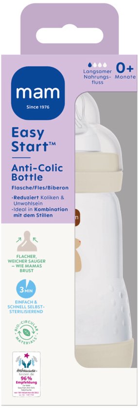 MAM Easy Start Anti-Colic Babyfles Beige 0+ mnd - 260 ml