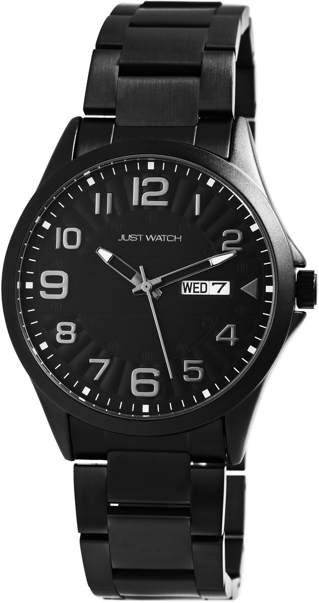 JUST WATCH Herenhorloge van roestvrij staal Freddie roestvrijstalen band, datumweergave, 3 ATM, tijdloos