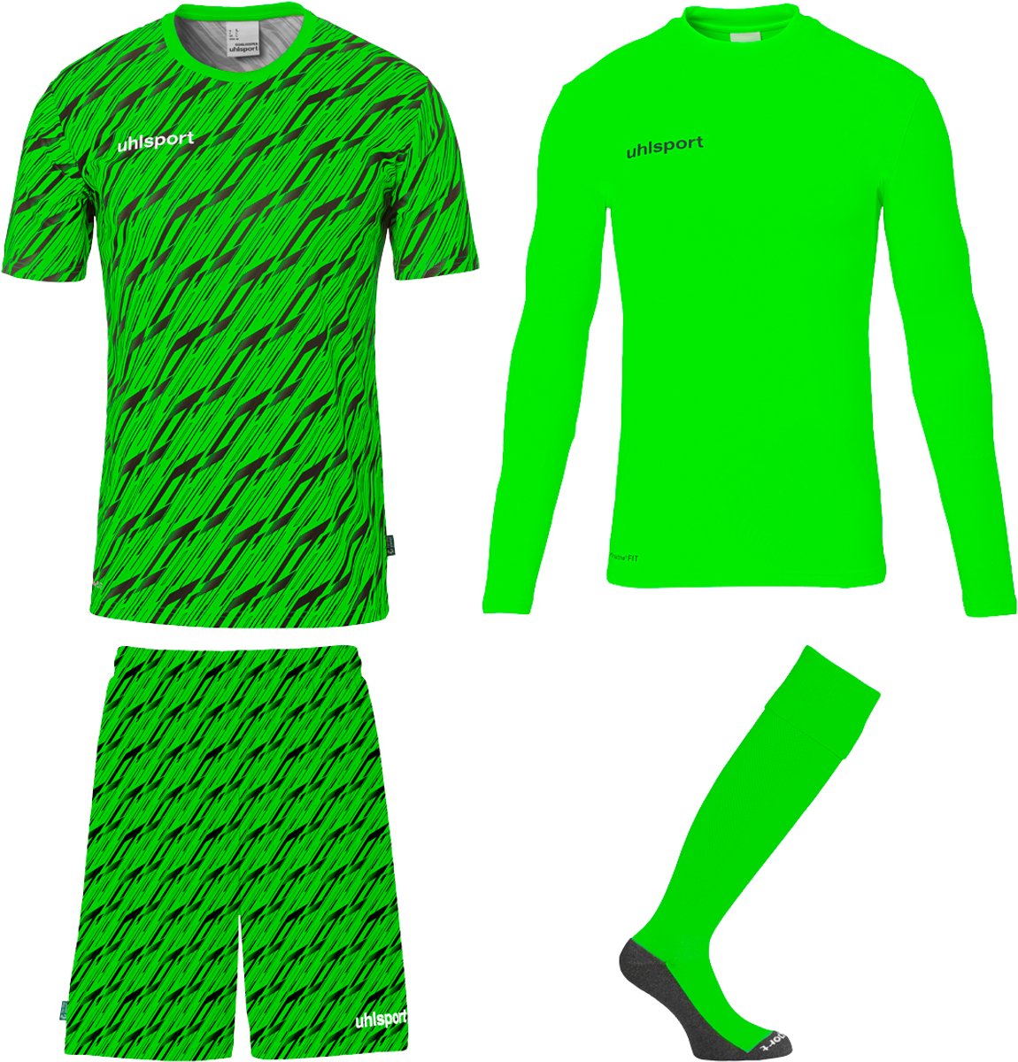 Uhlsport Progressive Keeperset Heren - Fluo Groen / Zwart | Maat: M