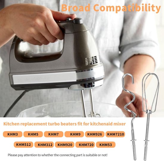 Handmixer Accessoires - Garde Deeghaken - Bakken en Koken - Roestvrij Staal - 22.5 x 7.7 cm - Zilver van Merkloos — afbeelding 5
