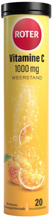 Roter Vitamine C 1000mg bruis - Hoge dosering vitamine C ter ondersteuning van je natuurlijke weerstand - 40 bruistabletten met abrikoos-sinaasappelsmaak