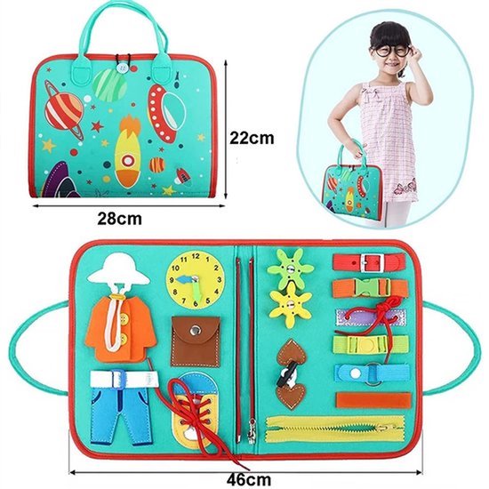 Peuter Busy Board, Montessori Speelgoed, Druk Boek Leerzaam Sensorisch Speelgoed voor Peuters, Peuter Reis Educatief Speelgoed, Leer Fijne Motoriek, Verjaardags voor Meisjes Jongens, Stijl F van Byingo — afbeelding 2