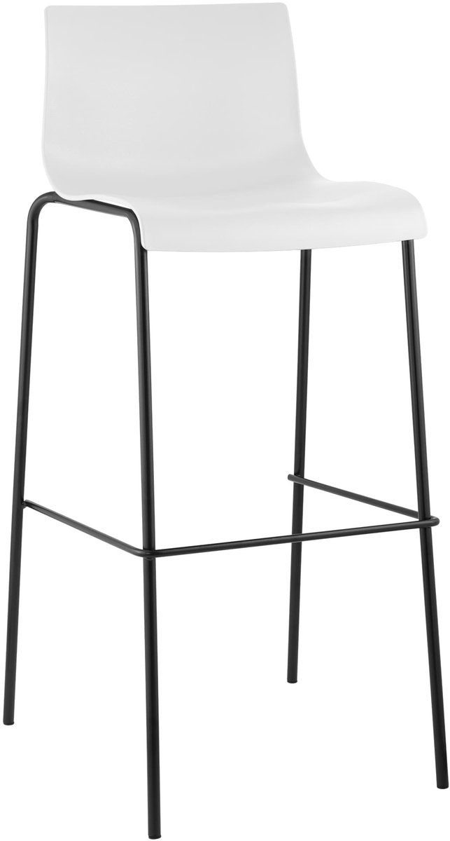 CLP Barkruk Hover kunststof 4-potig frame, met rugleuning, voetsteun zwart/wit