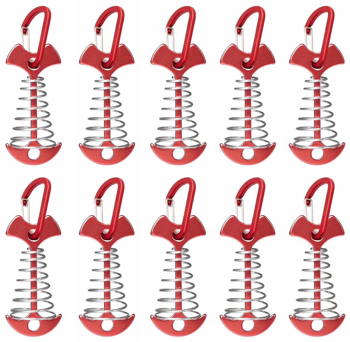 longziming -Tentpegel - Boorloze Tentpaal - Zelfdragende Spannanker - Vispatroon - Tent Haringen voor Camping en Tarp - Winddicht Beschadigingsvrij - 10 Stuks - rood