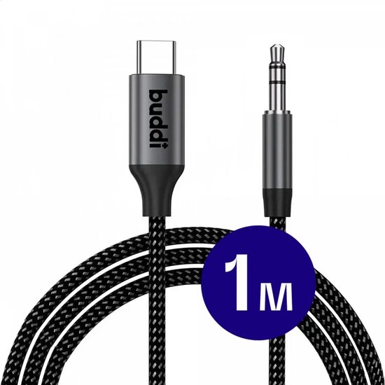 USB-C naar 3.5mm Jack Kabel met DAC Chip, Gevlochten Nylon Aux Kabel 1m voor Samsung, iPhone 15+