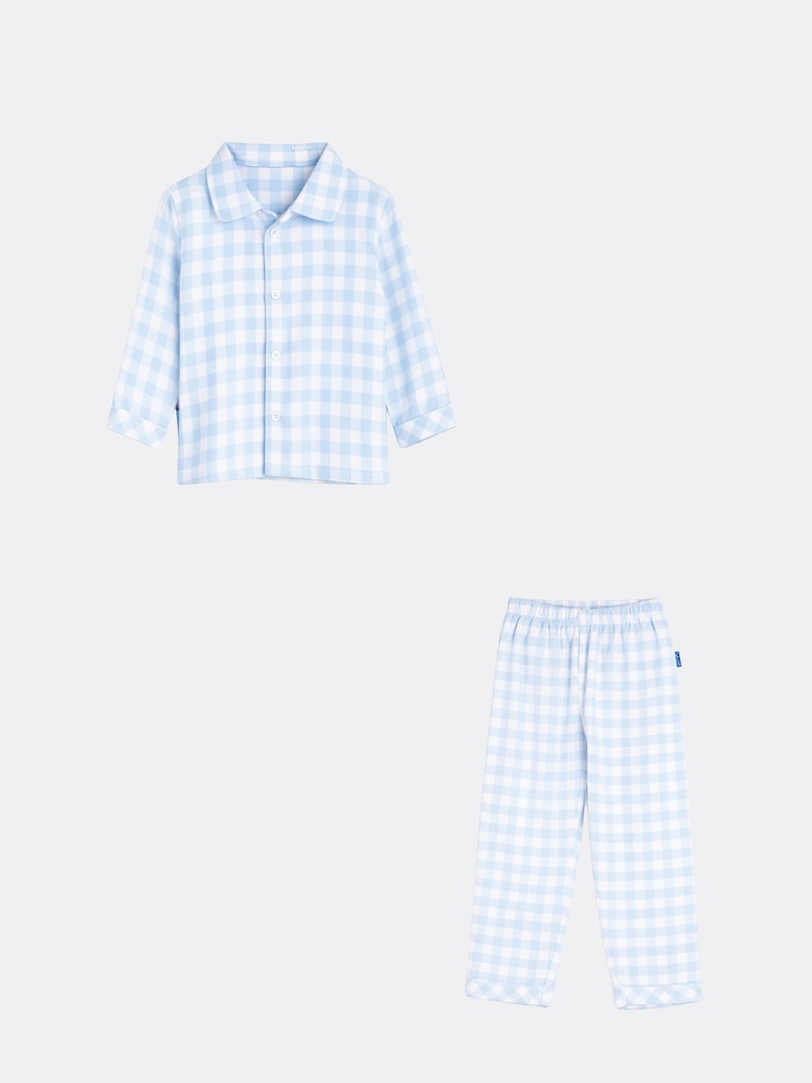 Claesen's® - Jongens Flannel Pyjama Blue Checks - 100% KatoenCL 3342-Baby Blue Checks-8