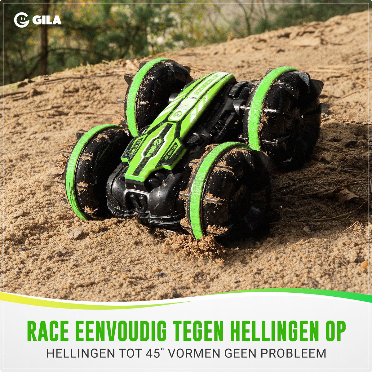 GILA Bestuurbare Auto All-Terrain - RC Auto met 2 Accu's - Waterdicht - Speelgoed Autos Jongens - Buitenspeelgoed - Race Car/Boot Land & Water - 1,5u Speelplezier - Radiografisch — afbeelding 5