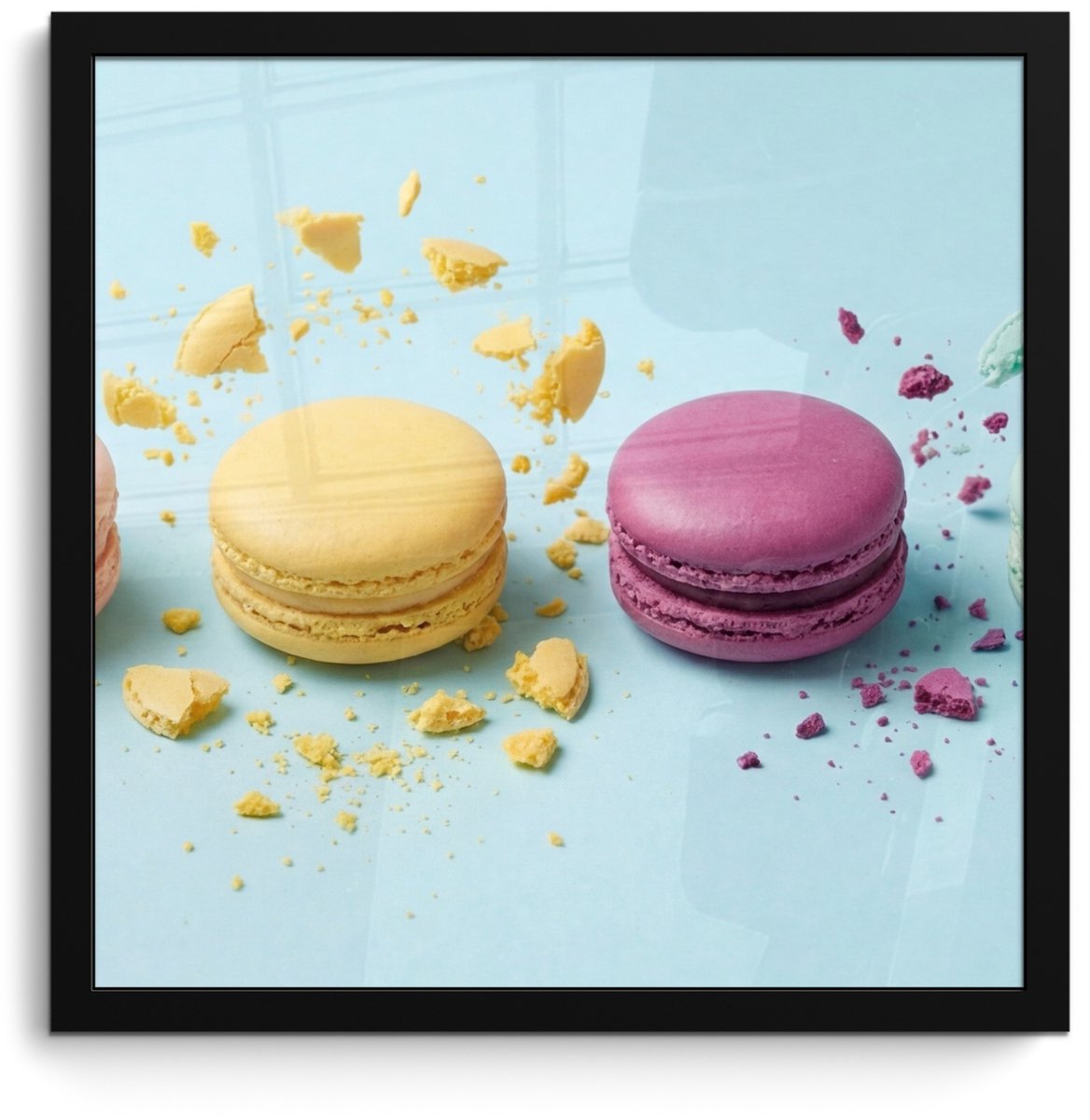 FrameYourWall Poster in lijst - Fotolijst 40x40 cm - Posters - Macarons - Kleurrijk - Pastel - Posterlijst zwart - Decoratie - Wanddecoratie woonkamer - Muurdecoratie slaapkamer
