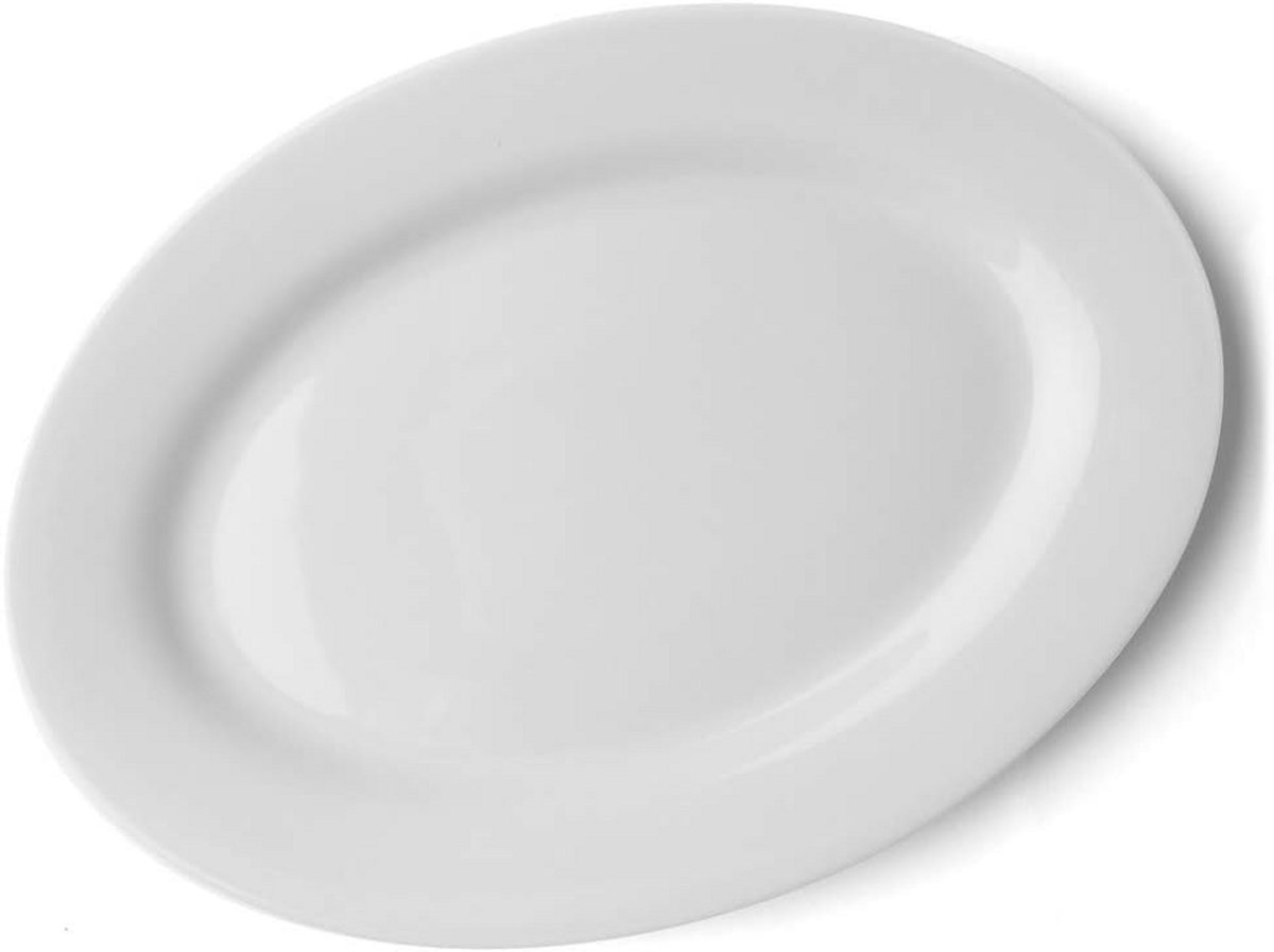 Ovale porseleinen plaat 50 x 34,5 cm - wit