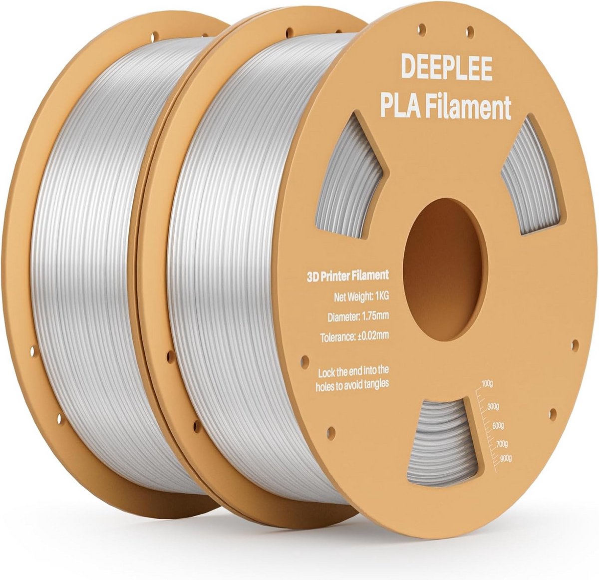 Transparant PLA Filament 1.75mm voor 3D Printer - 2kg (2x 1kg) - Zeer Nauwkeurig +/- 0.02mm