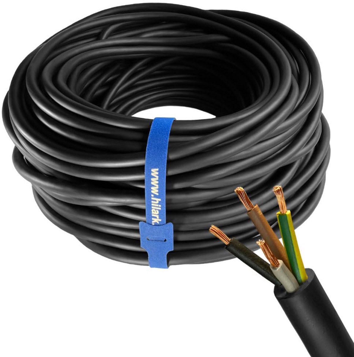 Zware Rubberen Kabel 4x2,5mm² 25 Meter Zwart voor Buiten en Professioneel Gebruik