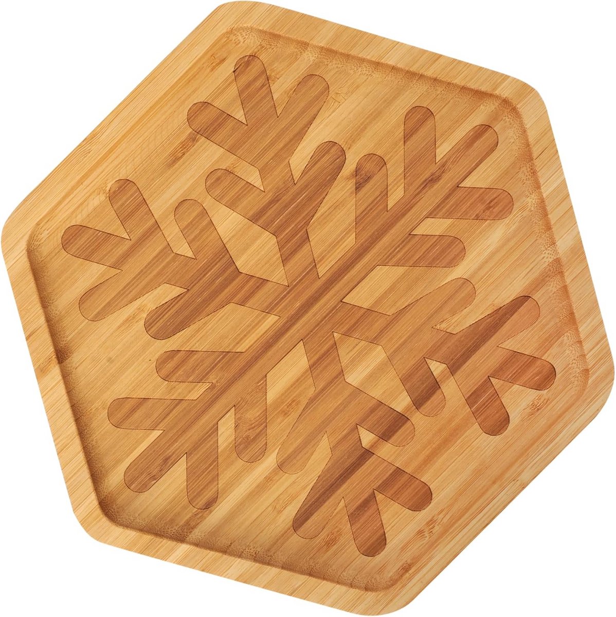 Bamboe sneeuwvormige serveerschaal, 25x22 cm, ideaal voor fruit, kaas en feesthapjes