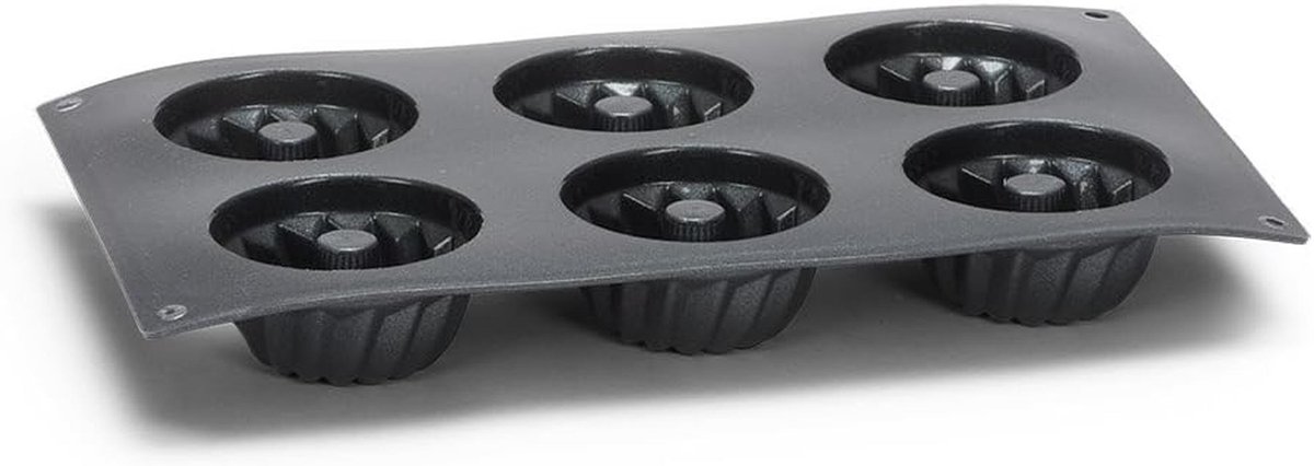 Silicone Bakblik voor 6 Mini Cakes - Roestvrij Metaal - Zwart