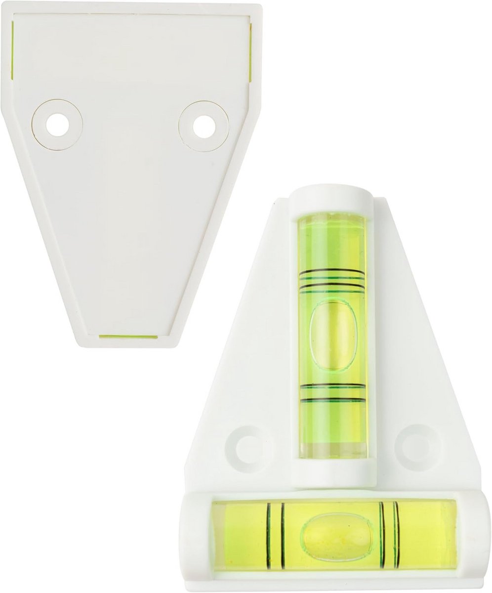 Magnetische kruiswaterpas voor caravan en camper - 2 libellen, acrylglas, wit