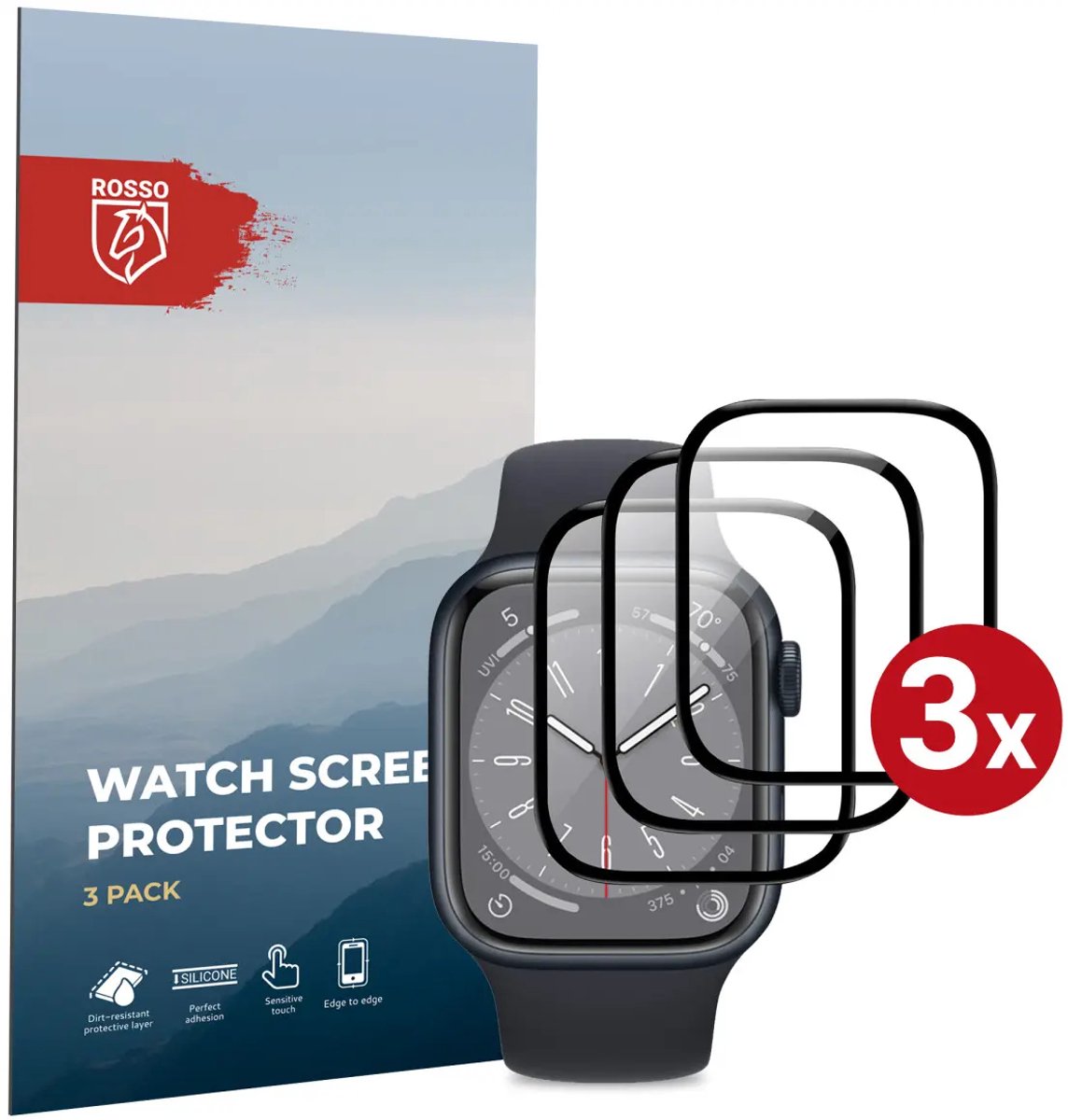 Rosso Hybrid Glass Geschikt voor Apple Watch Ultra 3/2/1 - PMMA Glas Screen Protector - Ultradun Plexiglas - Horloge Beschermlaag (3-Pack)