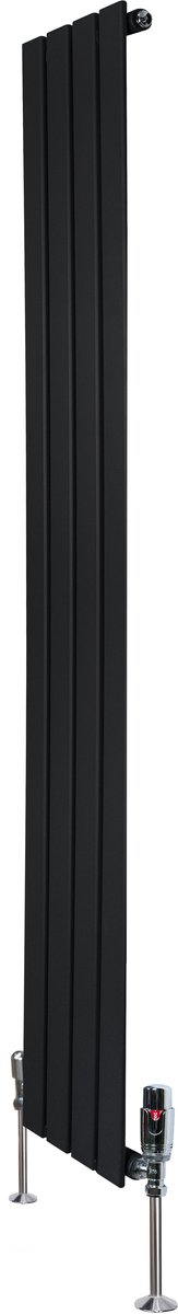 1-kolom design radiator - 1600x280 mm - zwart - thermostaatkraan