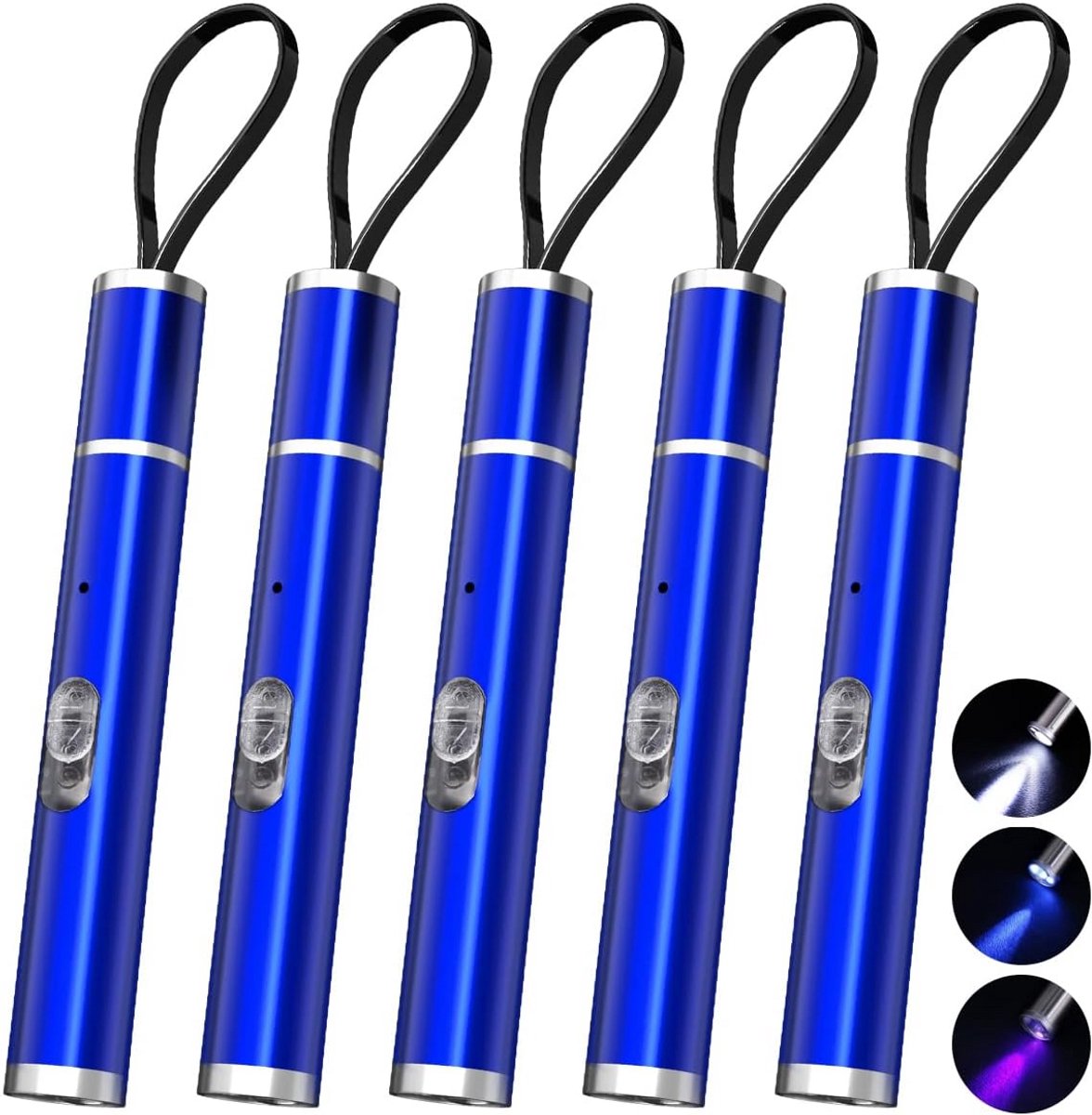 5-Pack Oplaadbare Penlamp Kledingzaklamp Ultra-Compact met 3 Modi