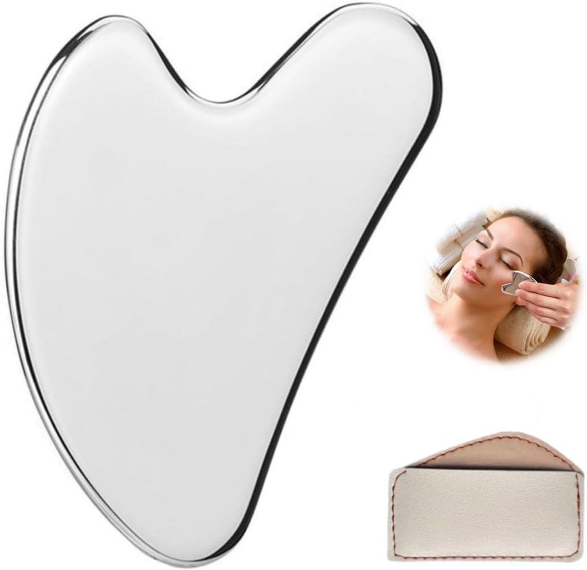 Gua Sha Gezichtsmassage Stee, Schraper voor Gezicht, Nek en Lichaam