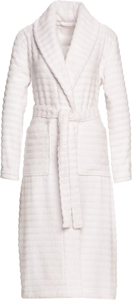Luxe Witte Katoenen Badjas Dames met Sjaalkraag - Comfortabele Huisjas