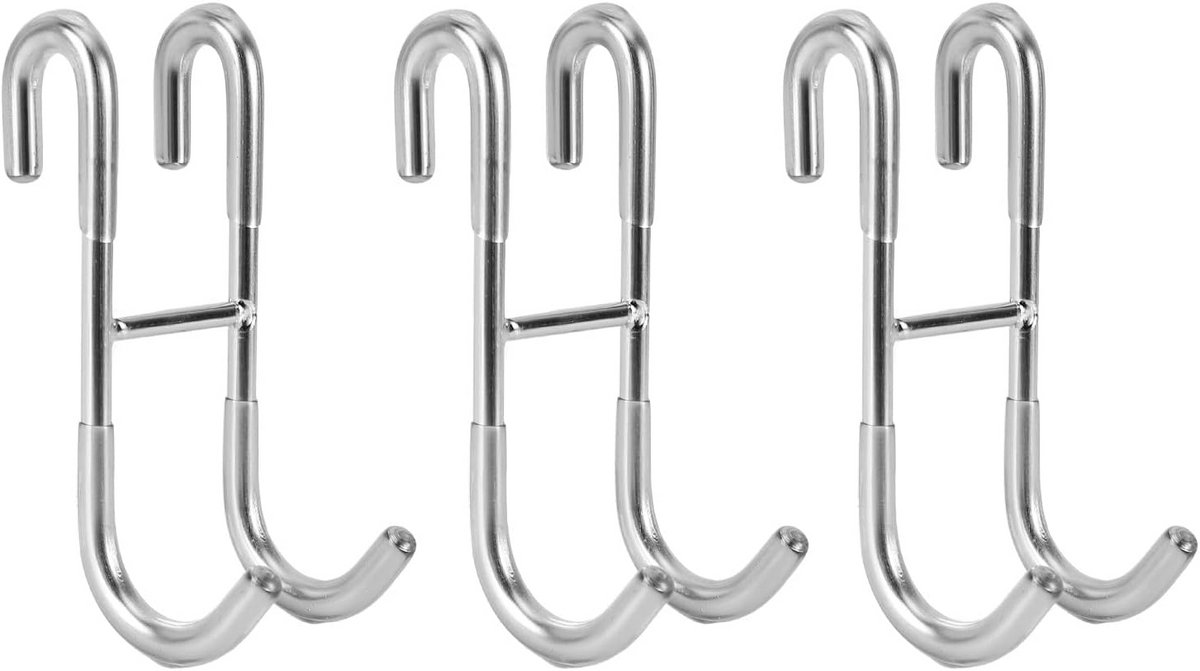 Set van 3 Ophanghaken voor Frameloze Douchedeuren - Zilver