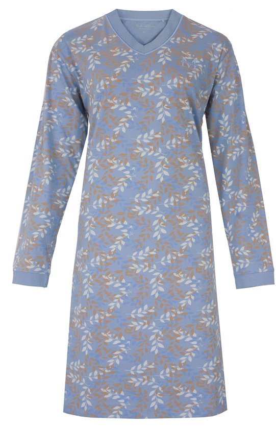 Chemise de Nuit Dames Medaillon - Longues Manches - Impression allover - Blauw - Taille L
