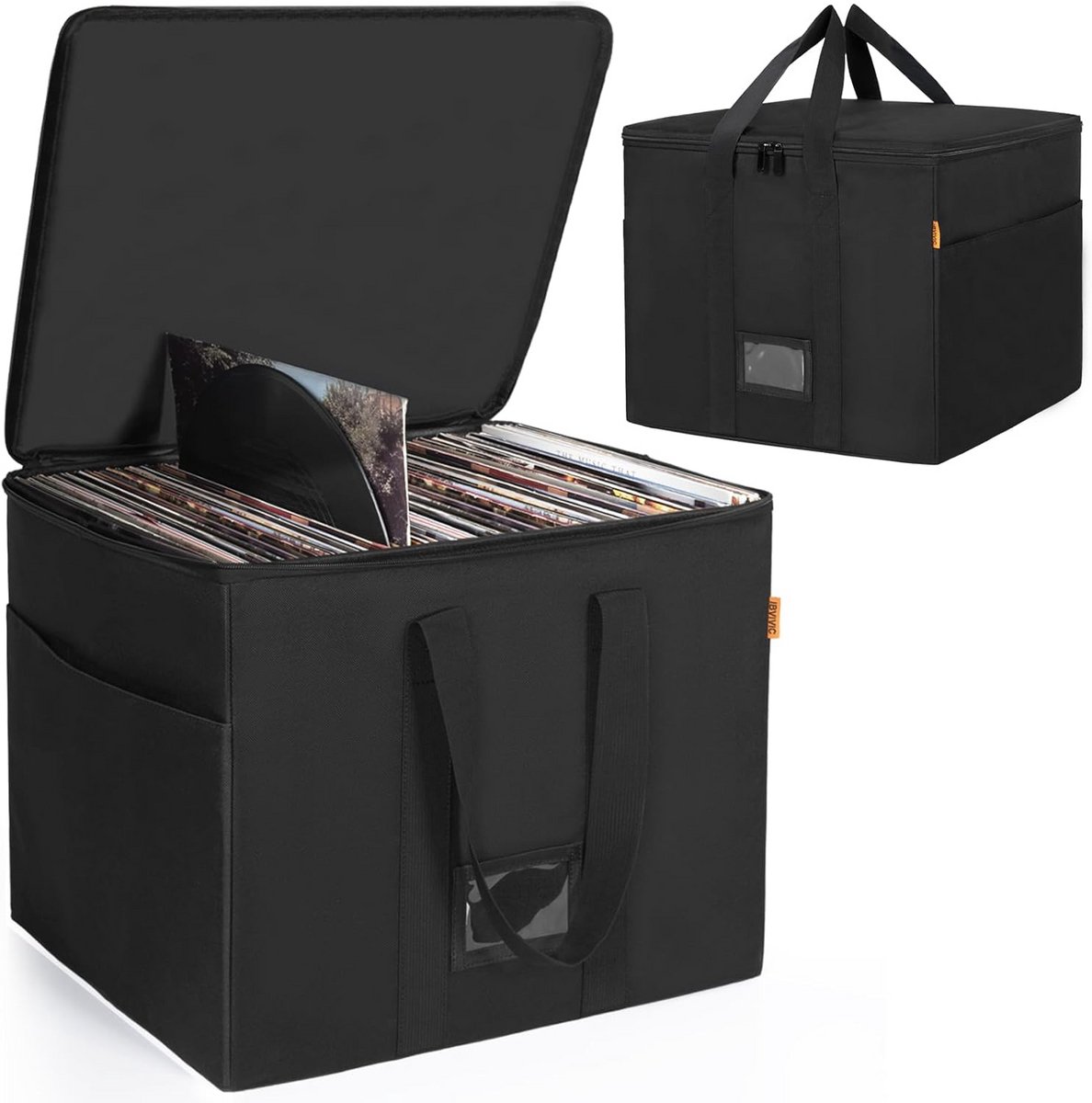 Opbergbox Vinyl LP's met Ritssluiting - Zwarte Draagbare Platenhoes