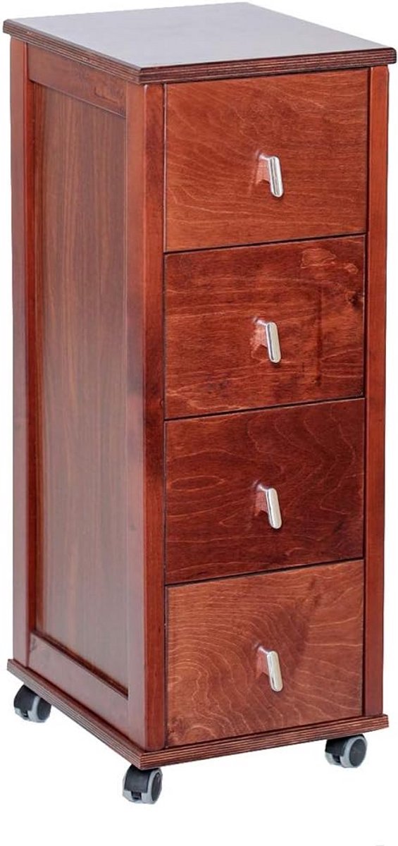 Houten Commode met 4 Lades - Walnoot Kleur Opslagmeubel