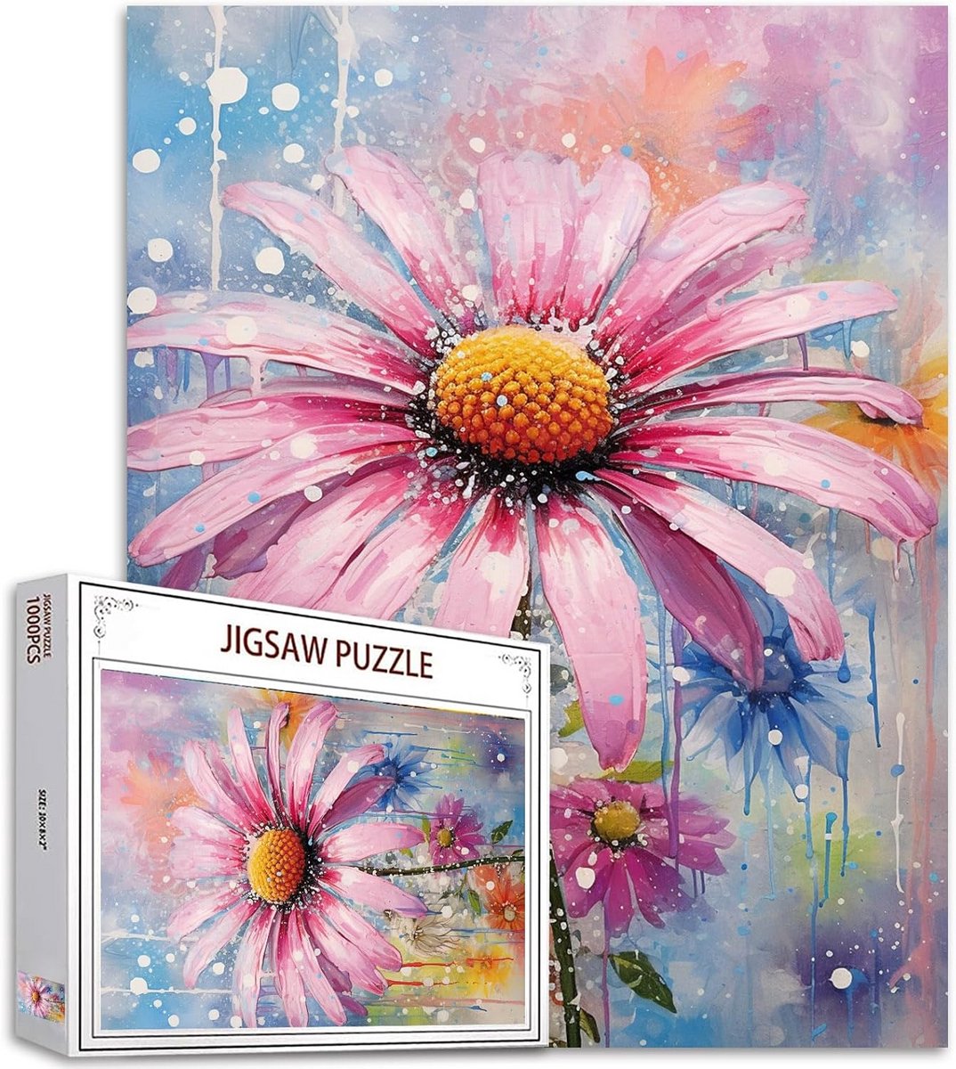 Puzzel 1000 Stukjes - Aquarel Roze Bloemen Legpuzzel voor Volwassenen & Familie