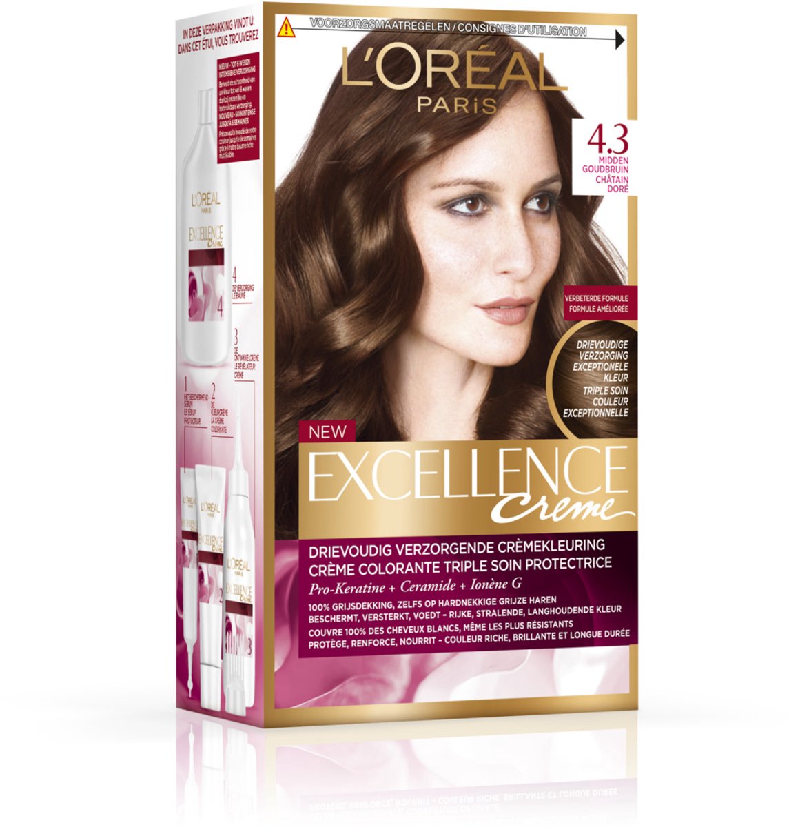 L'Oréal Paris Excellence Crème 4.3 - Midden Goudbruin - Haarverf