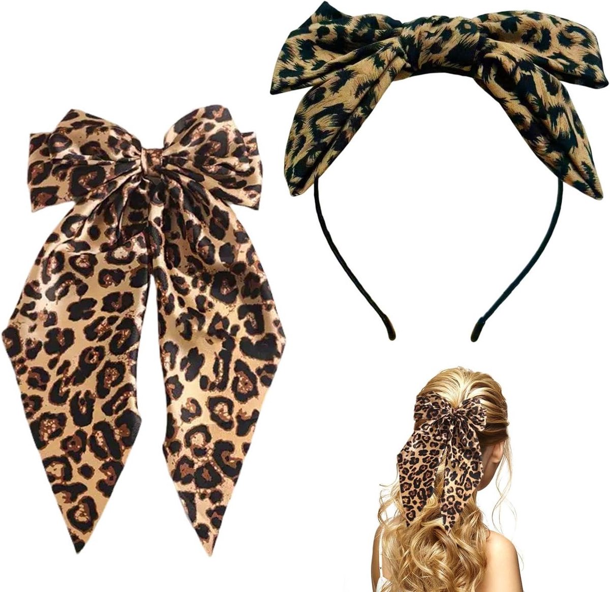Haarspeld en haarband set - Luipaardpatroon - Modieuze haaraccessoires voor dames