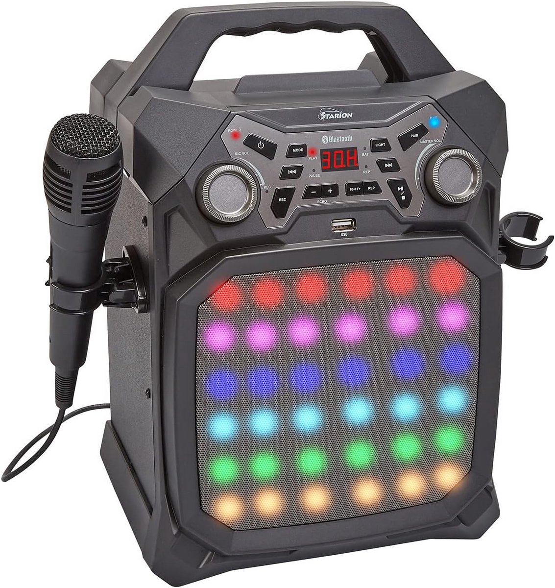 Draagbare Karaoke Machine met Bluetooth, Ingebouwde Speaker en Lichtshow