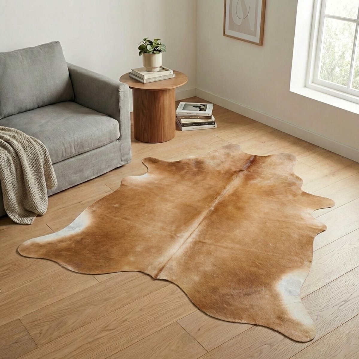 Koeienhuid Vloerkleed - Bruin-wit - 210 x 191 cm - Koeienkleed / Koeienvel / Dierenvel / Dierenhuid / Koehuid Tapijt