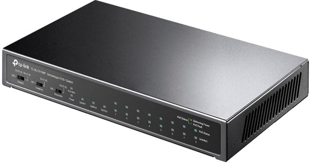 8-Poorts 10/100 Mbps Netwerk Switch met 3 PoE Poorten