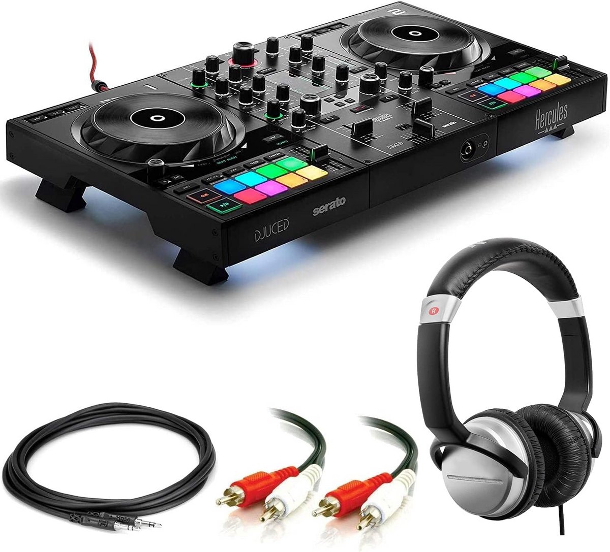 Professionele 4-kanaals DJ Controller Set met Hoofdtelefoon voor Beginners en Gevorderden