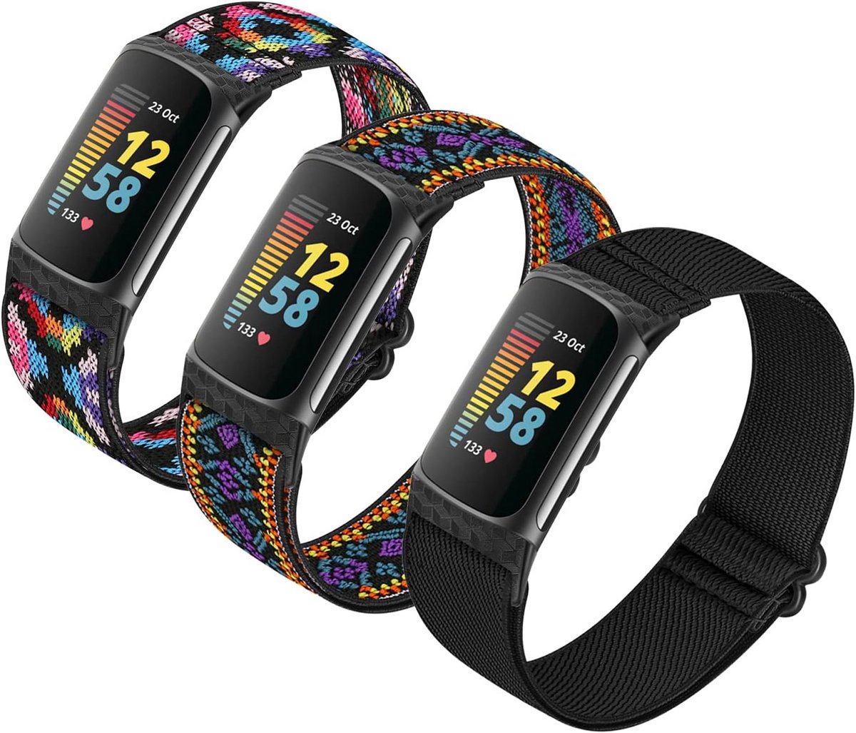 3-Pack Verstelbare Elastische Horlogeband voor Fitness Tracker Polsband Dames en Heren