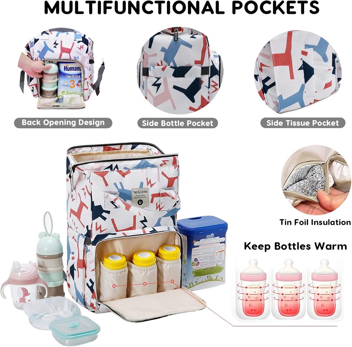 Multifunctionele Luiertas Rugzak voor Mama en Papa - Waterdicht en Groot Met Verschoningsmat en Kinderwagenriemen – foto 3
