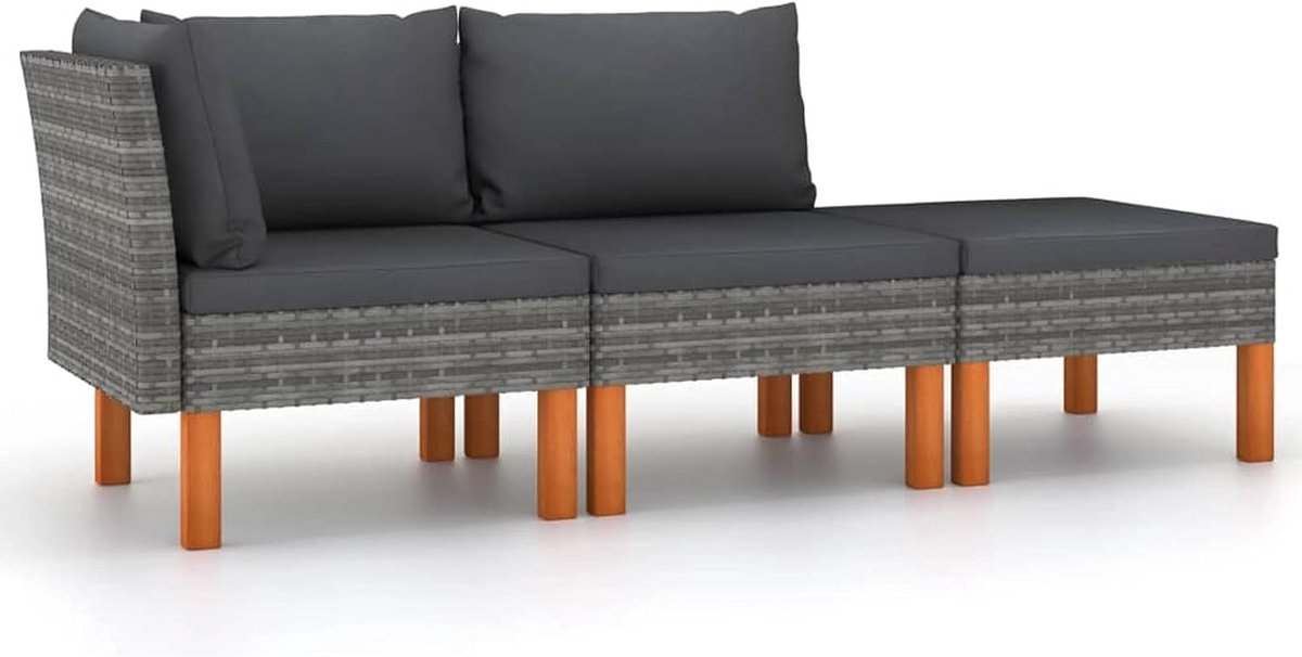 Modulaire Tuinset 3 Zits Rotan Luxe Buitenbank met Voetenbank