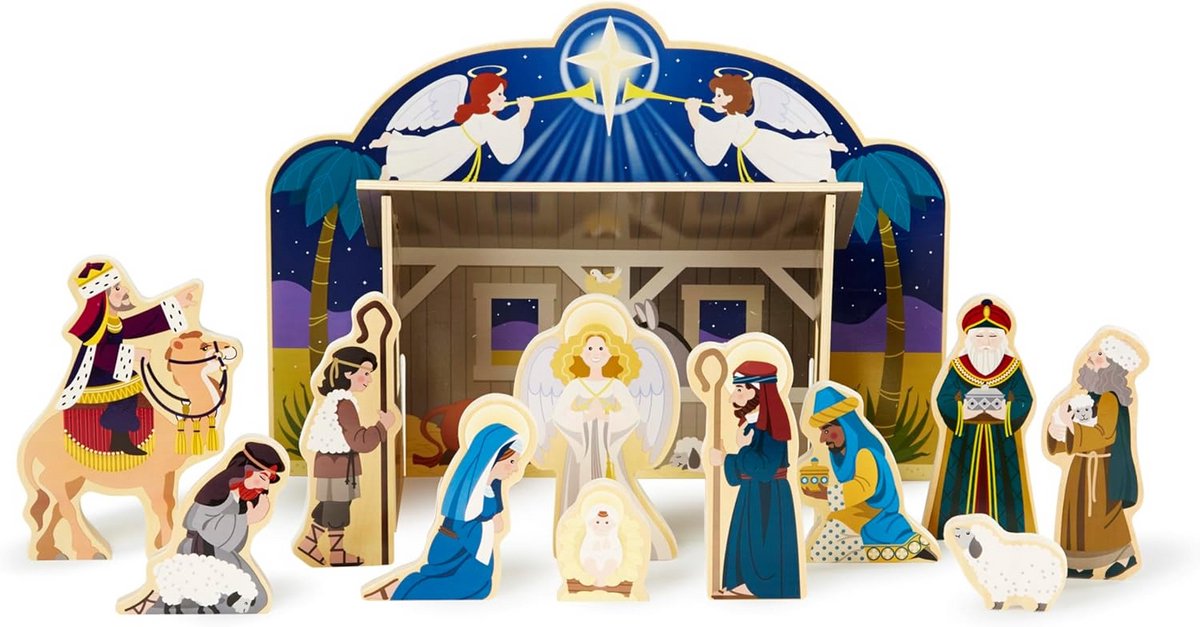 Houten Kerststal Set voor Kinderen - Inclusief Verhaal voor Kerst